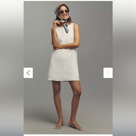 Reformation Jessi Linen Dress Swan Strip - Picture 4 of 7